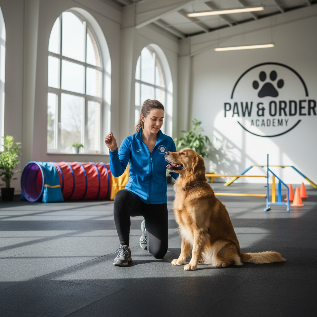 Dog Trainer with Golden Retriever